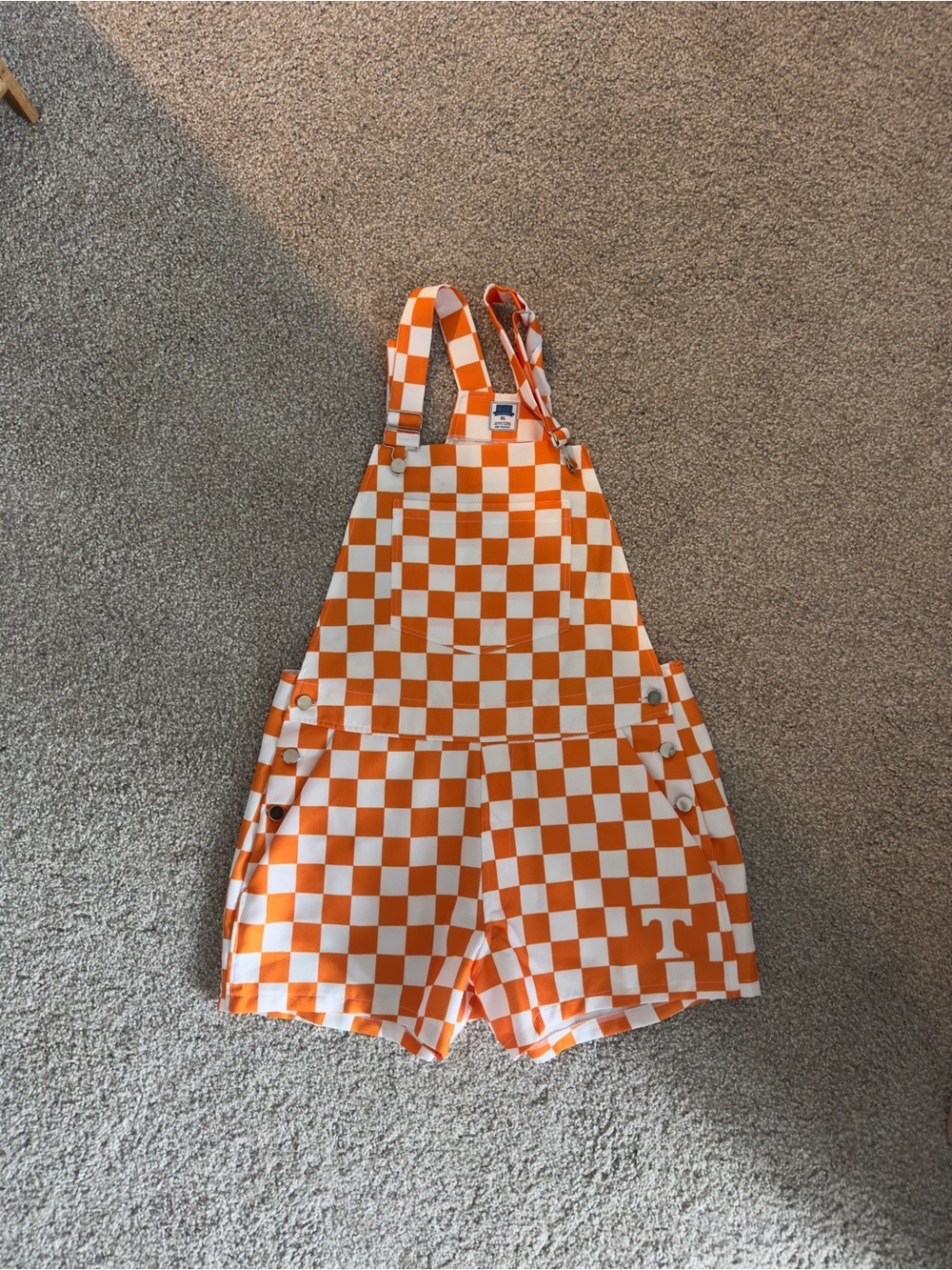 Orange & White Checkerboard Short Overalls